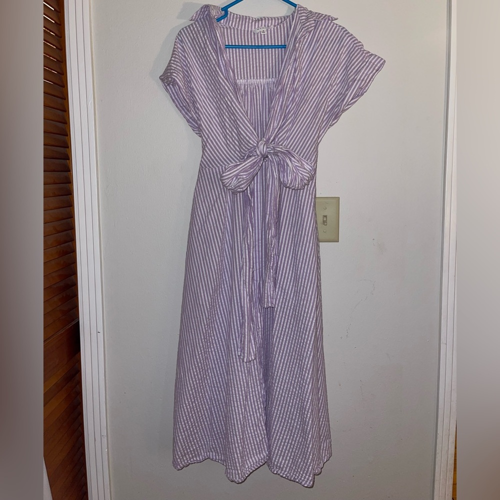 Striped Purple Midi Dress